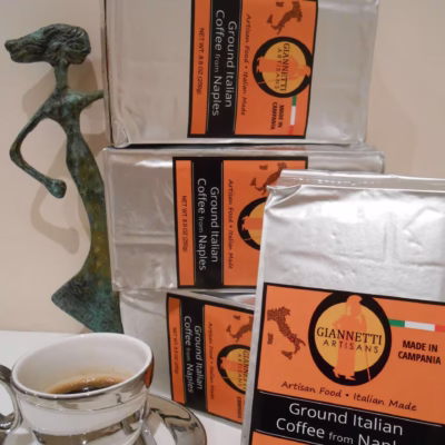 A photo of vacuum packed Italian Ground Espresso Coffee from Naples package