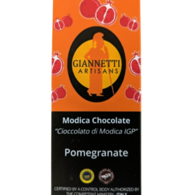 3.52 oz package of Giannetti Artisans Modica Pomegranate Chocolate Bar