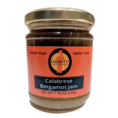 7 oz glass jar of Giannetti Artisans Bergamot Jam showing the front label